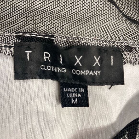 TRIXXI White & Black Evening Cocktail Velvet Accent Dress Size Medium - Picture 6 of 10